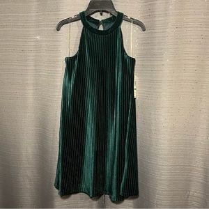 GB Girls Cosmic Winter Dark Green‎ Velvet Sleeves Dress Size Large Girl NWT